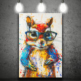 Chipmunk  Portrait Wearing Sungglasses, Kids Art, Canvas Prints Wall Art Home Decor, Painting Canvas Art