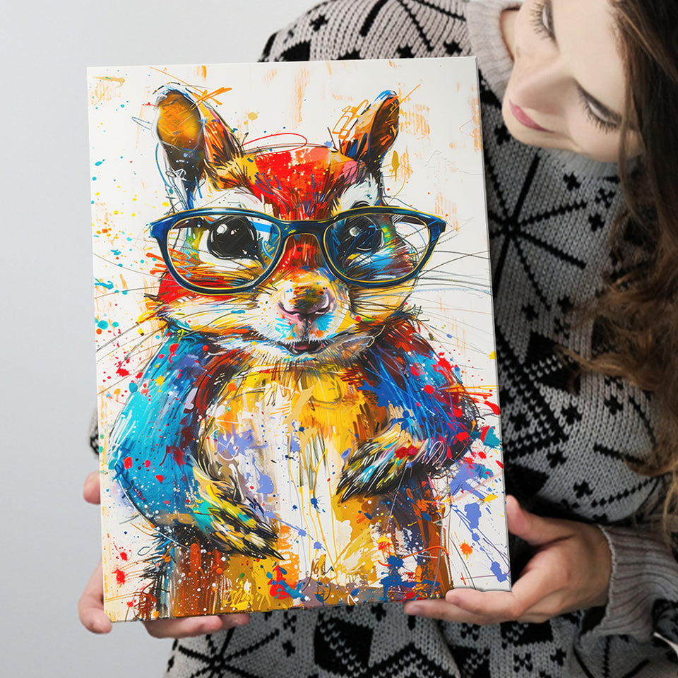 Chipmunk  Portrait Wearing Sungglasses, Kids Art, Canvas Prints Wall Art Home Decor, Painting Canvas Art