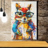 Chipmunk  Portrait Wearing Sungglasses, Kids Art, Canvas Prints Wall Art Home Decor, Painting Canvas Art