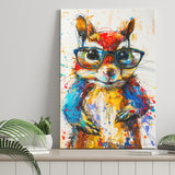 Chipmunk  Portrait Wearing Sungglasses, Kids Art, Canvas Prints Wall Art Home Decor, Painting Canvas Art