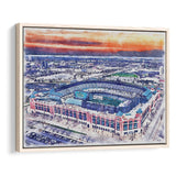 Choctaw Stadium WaterColor Framed Canvas Prints, Arlington Texas Watercolor, Stadium Art Gifts, Floating Frame