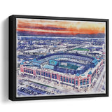 Choctaw Stadium WaterColor Framed Canvas Prints, Arlington Texas Watercolor, Stadium Art Gifts, Floating Frame