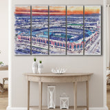 Choctaw Stadium WaterColor 5 Panels B Mixed Canvas Prints, Extra Large, Arlington Texas Watercolor