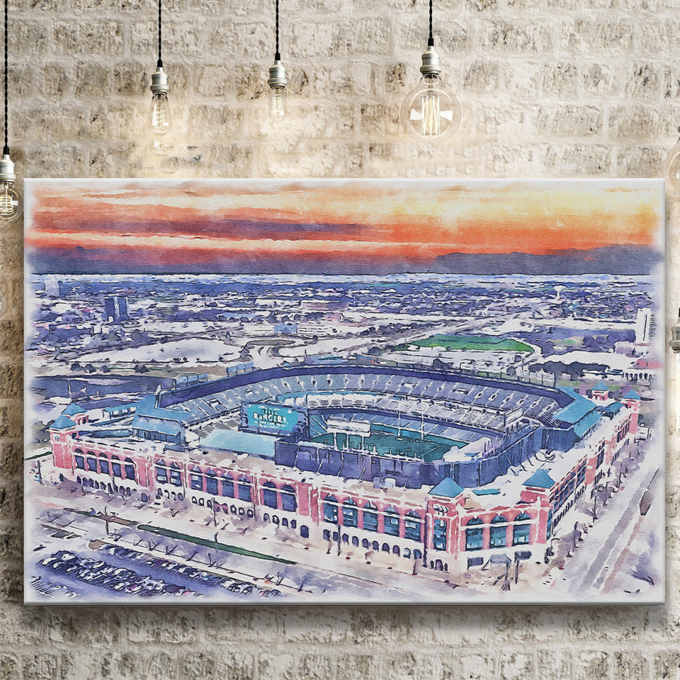 Choctaw Stadium WaterColor Canvas Prints, Arlington Texas Watercolor, Stadium Art Gifts