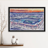 Choctaw Stadium WaterColor Framed Canvas Prints, Arlington Texas Watercolor, Stadium Art Gifts, Floating Frame