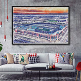 Choctaw Stadium WaterColor Framed Canvas Prints, Arlington Texas Watercolor, Stadium Art Gifts, Floating Frame