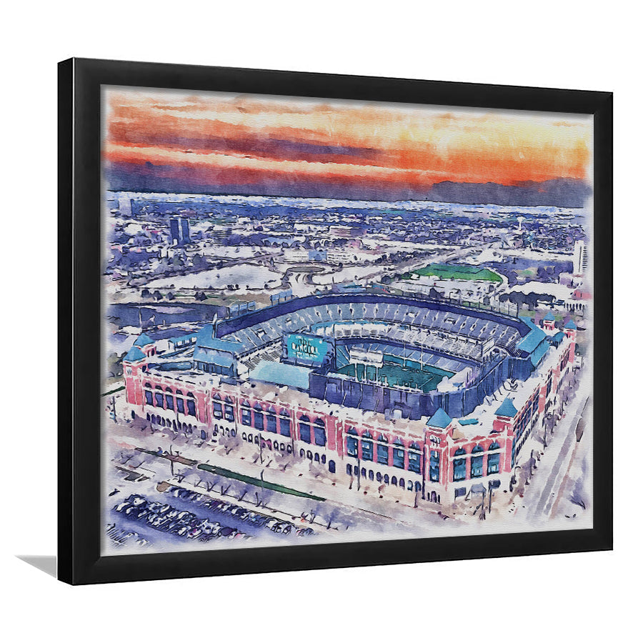Choctaw Stadium WaterColor Framed Art Prints, Arlington Texas Watercolor, Stadium Art Gifts
