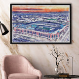 Choctaw Stadium WaterColor Framed Canvas Prints, Arlington Texas Watercolor, Stadium Art Gifts, Floating Frame