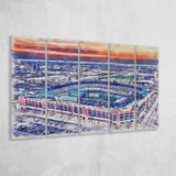 Choctaw Stadium WaterColor 5 Panels B Mixed Canvas Prints, Extra Large, Arlington Texas Watercolor