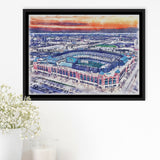 Choctaw Stadium WaterColor Framed Canvas Prints, Arlington Texas Watercolor, Stadium Art Gifts, Floating Frame