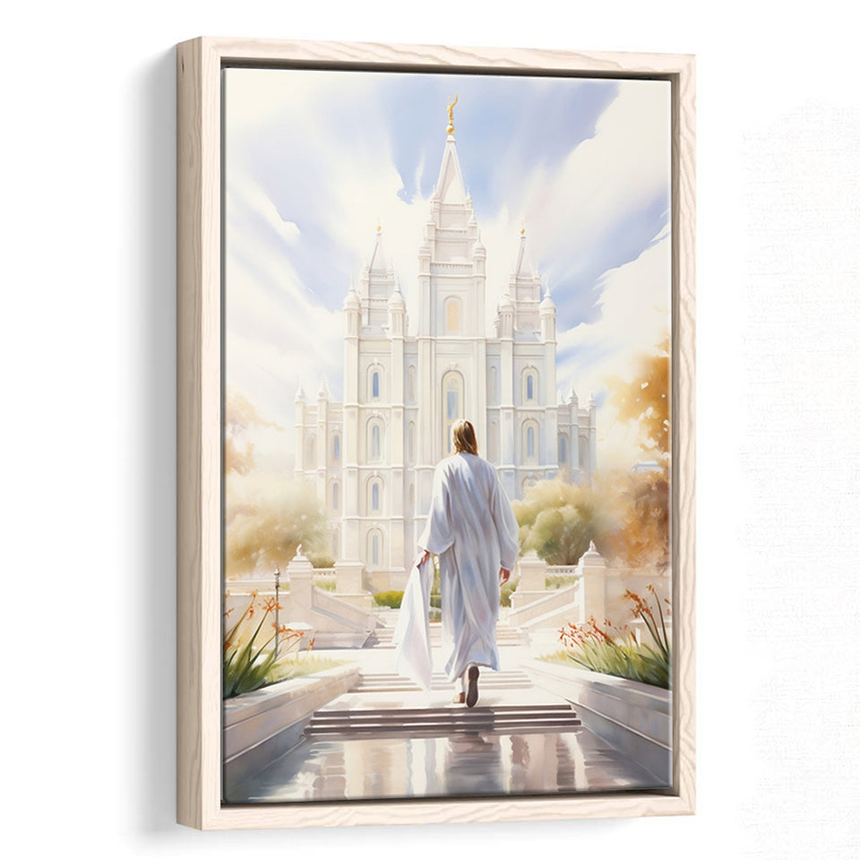 Christ Bright Temple Peaceful And Inspiring Watercolor, Framed Canvas Painting, Framed Canvas Prints Wall Art Decor