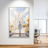 Christ Bright Temple Peaceful And Inspiring Watercolor, Framed Canvas Painting, Framed Canvas Prints Wall Art Decor