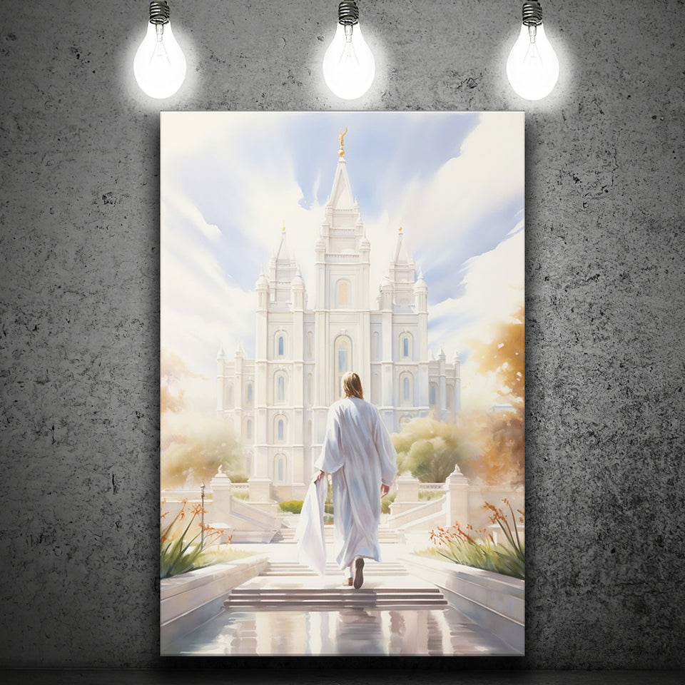 Christ Bright Temple Peaceful And Inspiring Watercolor, Canvas Painting, Canvas Prints Wall Art Decor