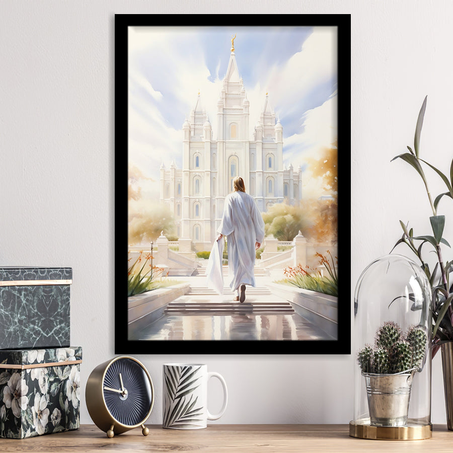 Christ Bright Temple Peaceful And Inspiring Watercolor, Framed Art Print Wall Decor, Framed Picture