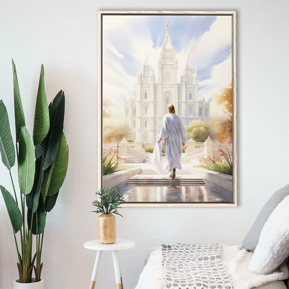 Christ Bright Temple Peaceful And Inspiring Watercolor, Framed Canvas Painting, Framed Canvas Prints Wall Art Decor