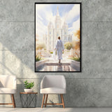 Christ Bright Temple Peaceful And Inspiring Watercolor, Framed Canvas Painting, Framed Canvas Prints Wall Art Decor