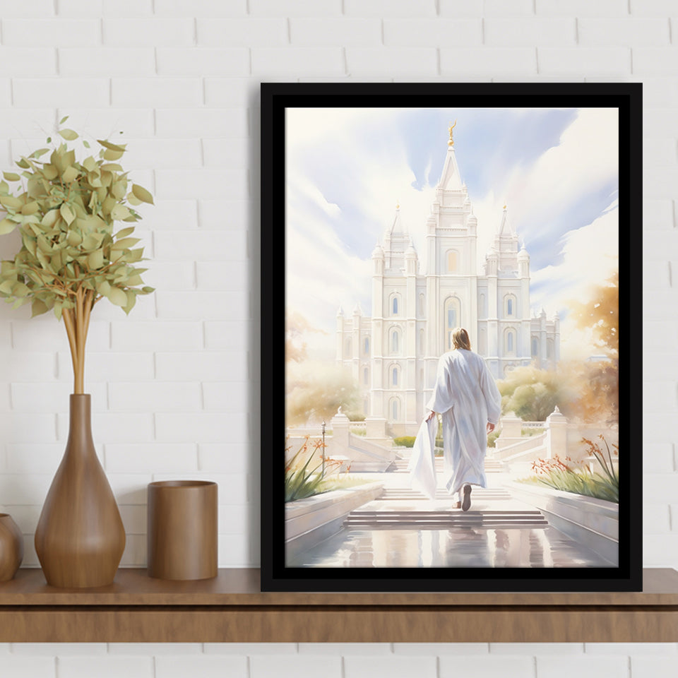 Christ Bright Temple Peaceful And Inspiring Watercolor, Framed Canvas Painting, Framed Canvas Prints Wall Art Decor