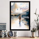 Christ Walking Towards Temple Watercolor, Framed Art Print Wall Decor, Framed Picture