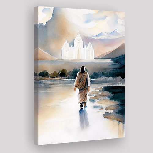 Christ Walking Towards Temple Watercolor, Canvas Painting, Canvas Prints Wall Art Decor
