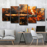 Cigar Art Vintage Style, 5 Panels Mixed Large Canvas, Canvas Prints Wall Art Decor