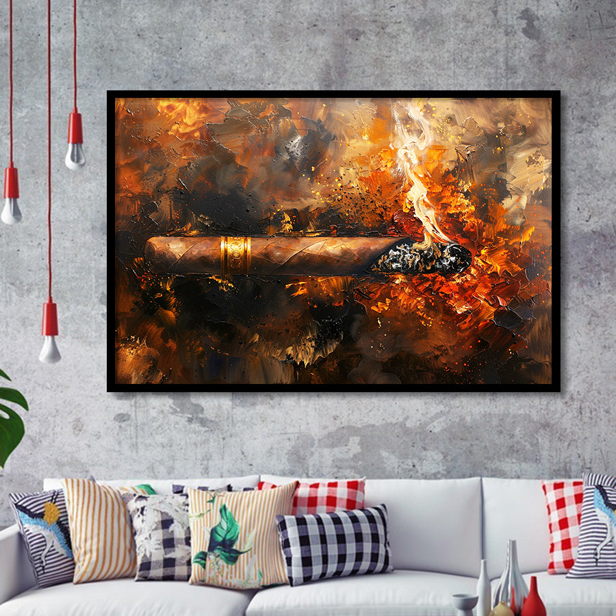 Cigar Art Vintage Style, Framed Art Print Wall Decor, Framed Picture