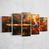 Cigar Art Vintage Style, 5 Panels Mixed Large Canvas, Canvas Prints Wall Art Decor