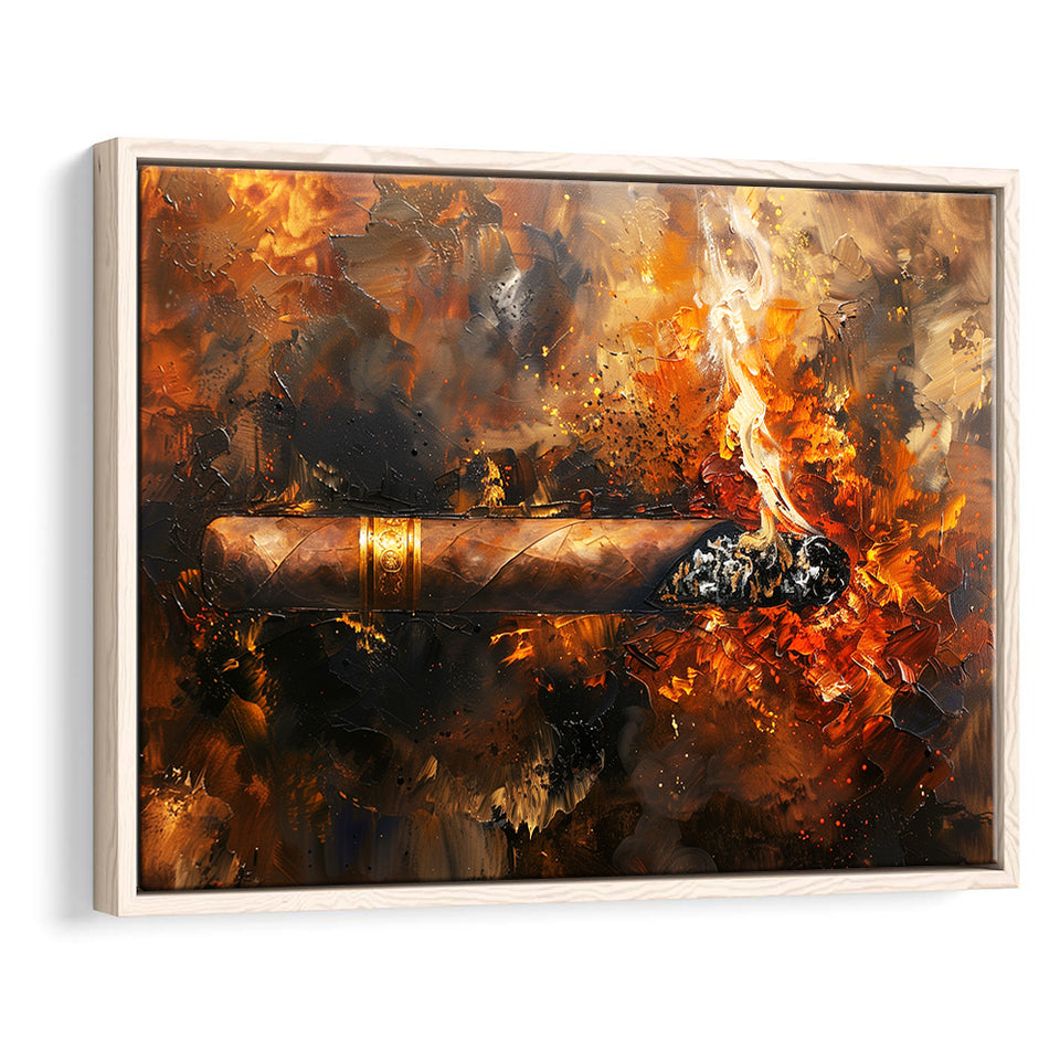 Cigar Art Vintage Style, Framed Canvas Painting, Framed Canvas Prints Wall Art Decor