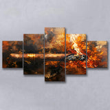 Cigar Art Vintage Style, 5 Panels Mixed Large Canvas, Canvas Prints Wall Art Decor