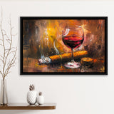 Cigar And Bourbon Oil Painting, Framed Canvas Painting, Framed Canvas Prints Wall Art Decor