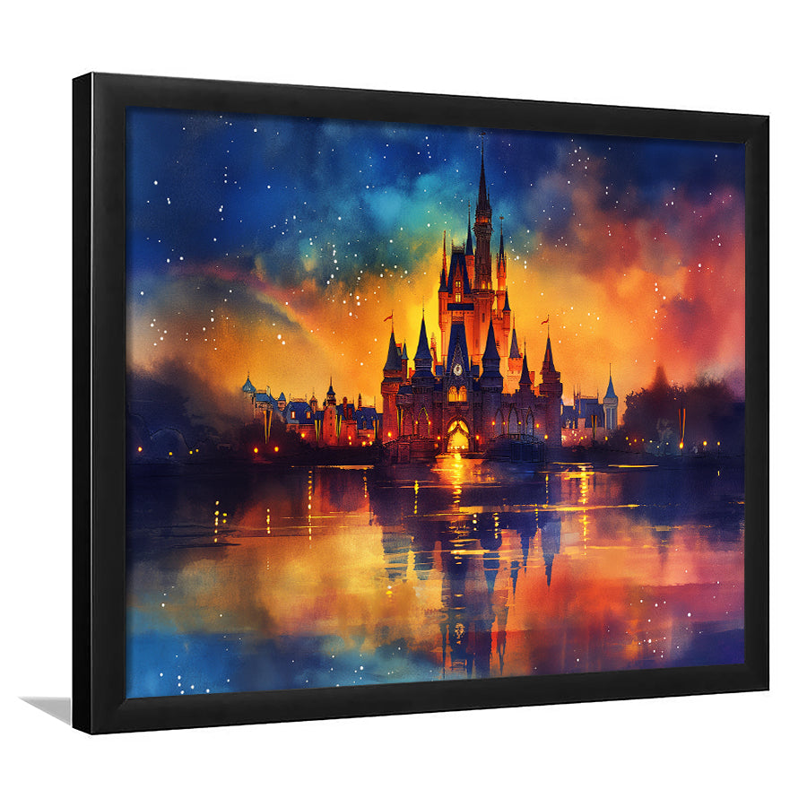 Cinderella Castle Mixed Color Watercolor, Painting Art, Framed Art Print Wall Art Home Decor