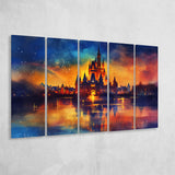 Cinderella Castle Mixed Color Watercolor, Extra Large Canvas, Canvas Print Wall Art Decor