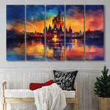Cinderella Castle Mixed Color Watercolor, Extra Large Canvas, Canvas Print Wall Art Decor