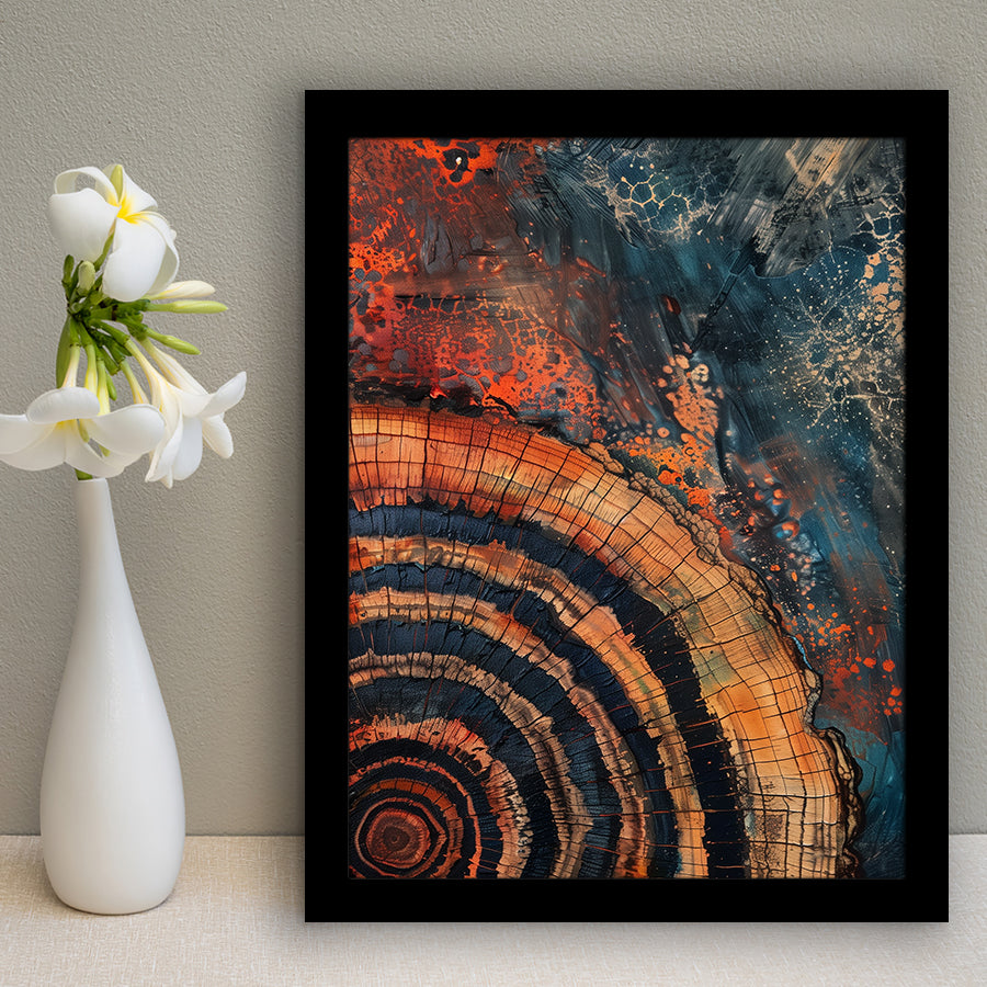 Close-Up Of An Old Half Of Weathered Tree Painting Art,Framed Art Prints Wall Decor, Picture Framed