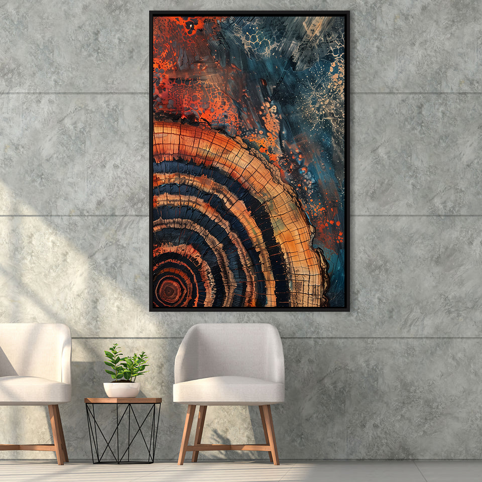 Close-Up Of An Old Half Of Weathered Tree Painting Art,Framed Canvas Prints Wall Art Decor, Floating Frame