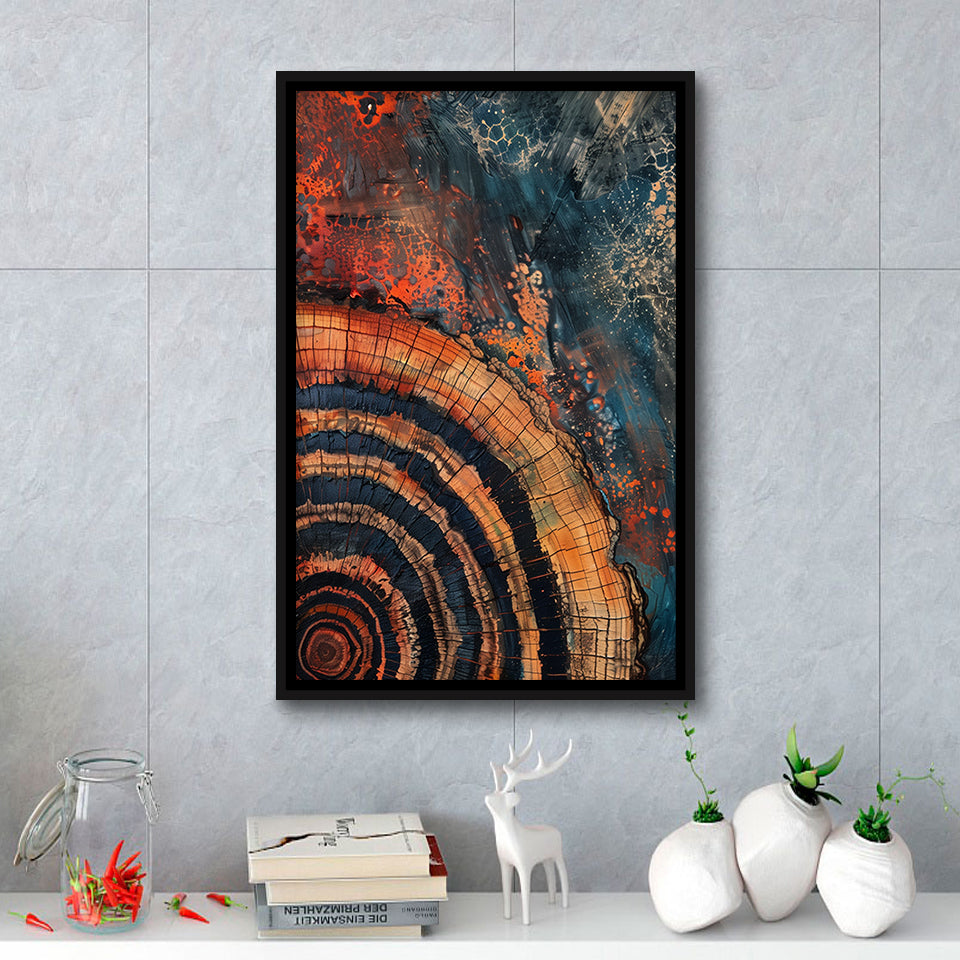 Close-Up Of An Old Half Of Weathered Tree Painting Art,Framed Canvas Prints Wall Art Decor, Floating Frame