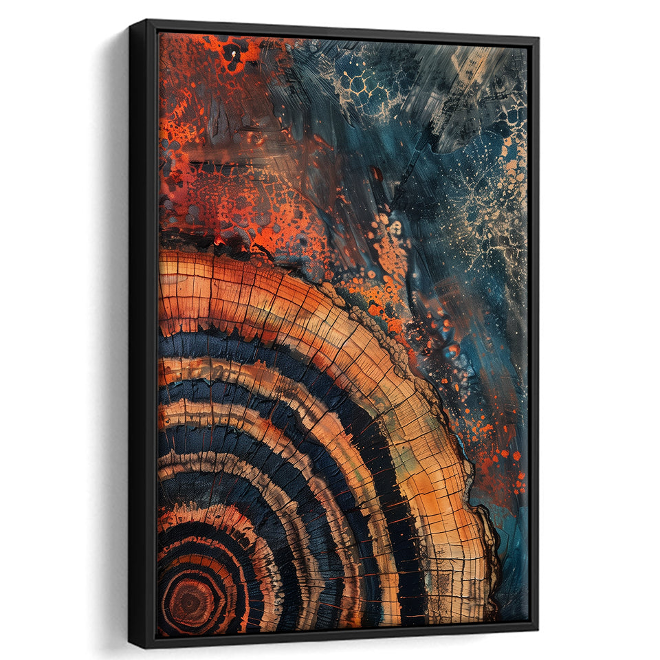 Close-Up Of An Old Half Of Weathered Tree Painting Art,Framed Canvas Prints Wall Art Decor, Floating Frame