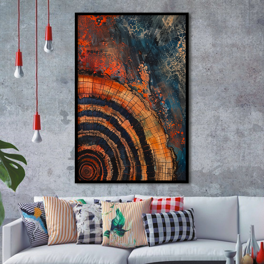 Close-Up Of An Old Half Of Weathered Tree Painting Art,Framed Art Prints Wall Decor, Picture Framed
