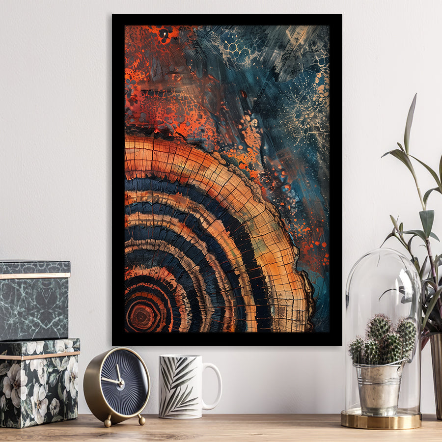 Close-Up Of An Old Half Of Weathered Tree Painting Art,Framed Art Prints Wall Decor, Picture Framed