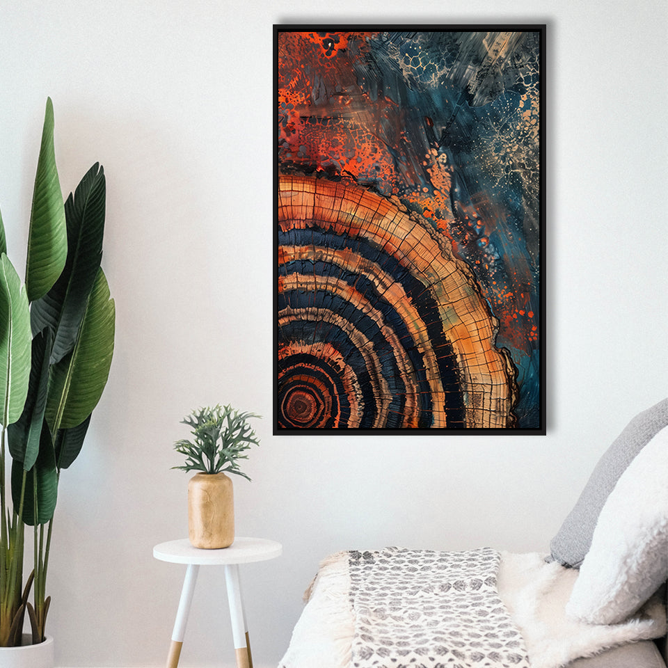 Close-Up Of An Old Half Of Weathered Tree Painting Art,Framed Canvas Prints Wall Art Decor, Floating Frame