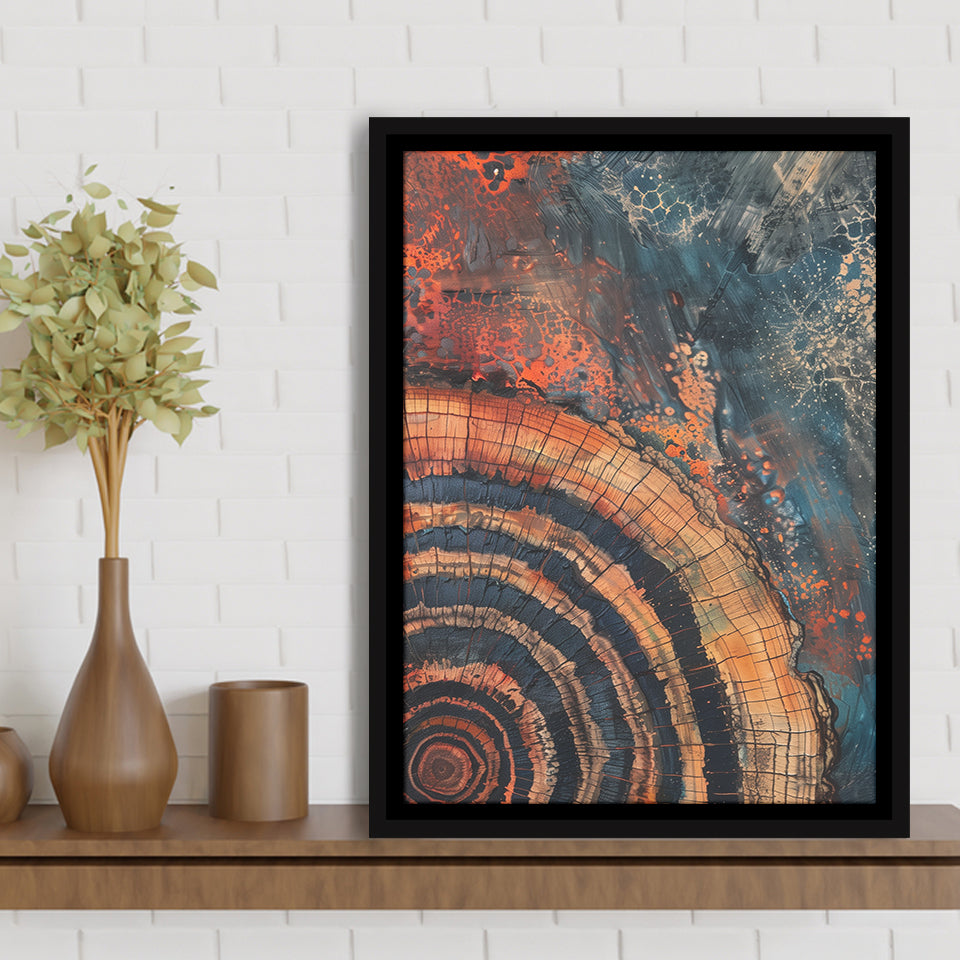 Close-Up Of An Old Half Of Weathered Tree Painting Art,Framed Canvas Prints Wall Art Decor, Floating Frame