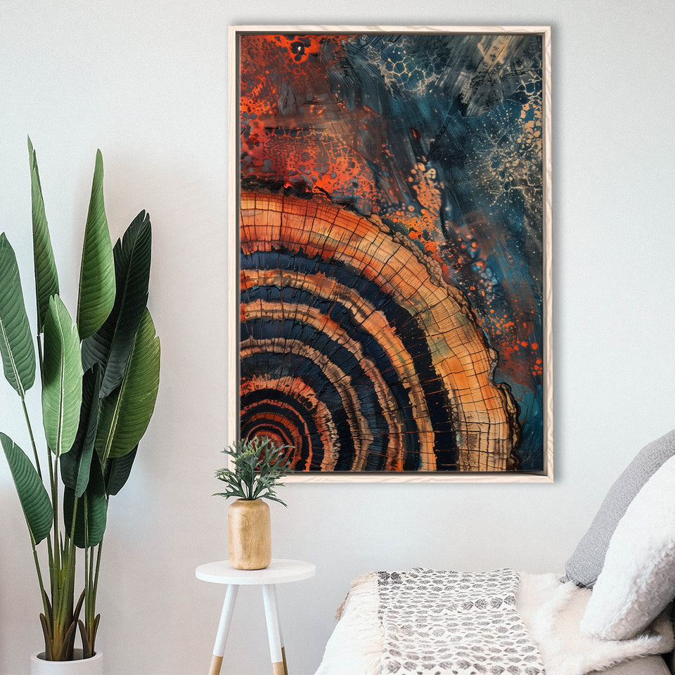 Close-Up Of An Old Half Of Weathered Tree Painting Art,Framed Canvas Prints Wall Art Decor, Floating Frame