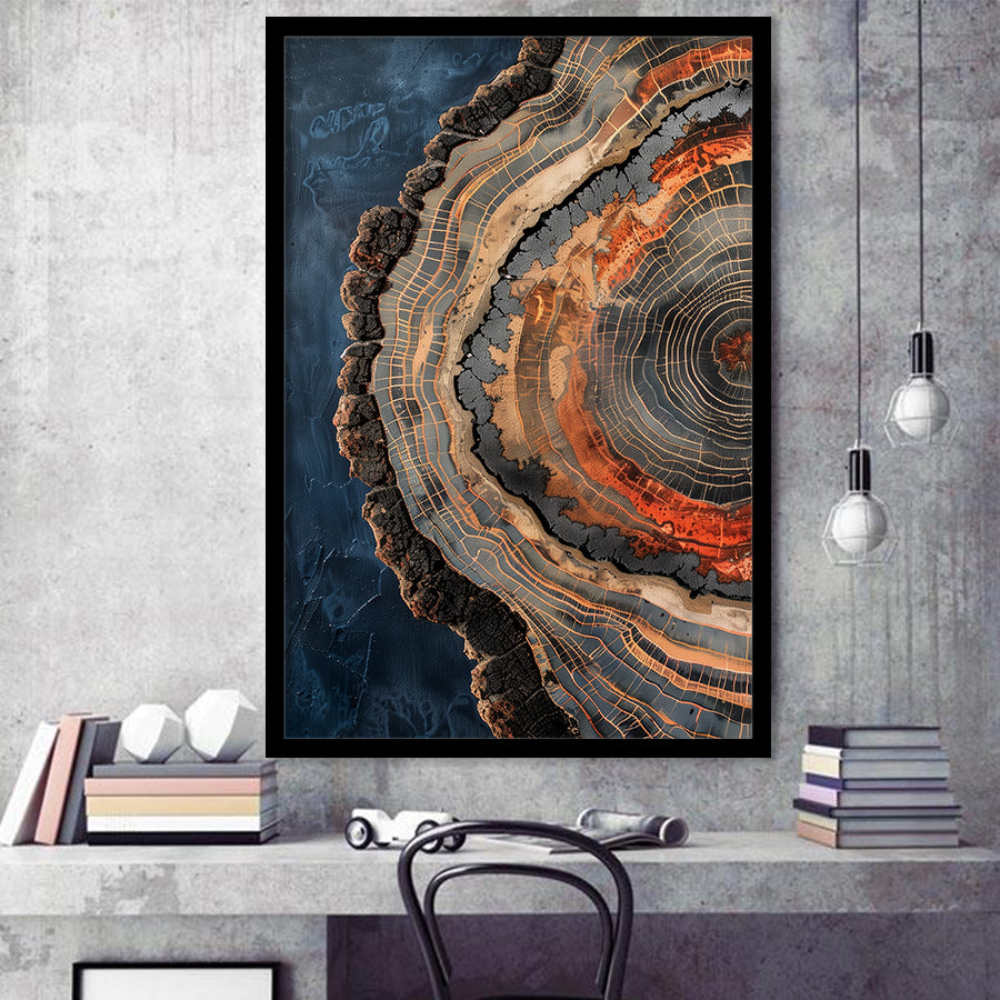 Close-Up Of An Old Half Of Weathered Tree,Framed Art Prints Wall Decor, Picture Framed