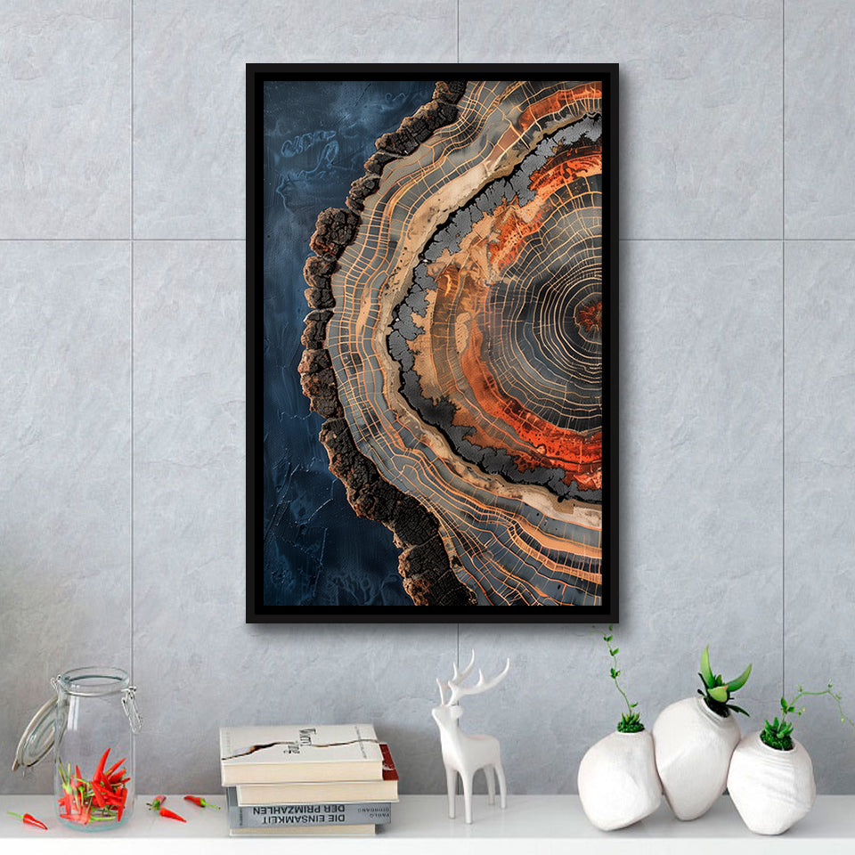 Close-Up Of An Old Half Of Weathered Tree,Framed Canvas Prints Wall Art Decor, Floating Frame