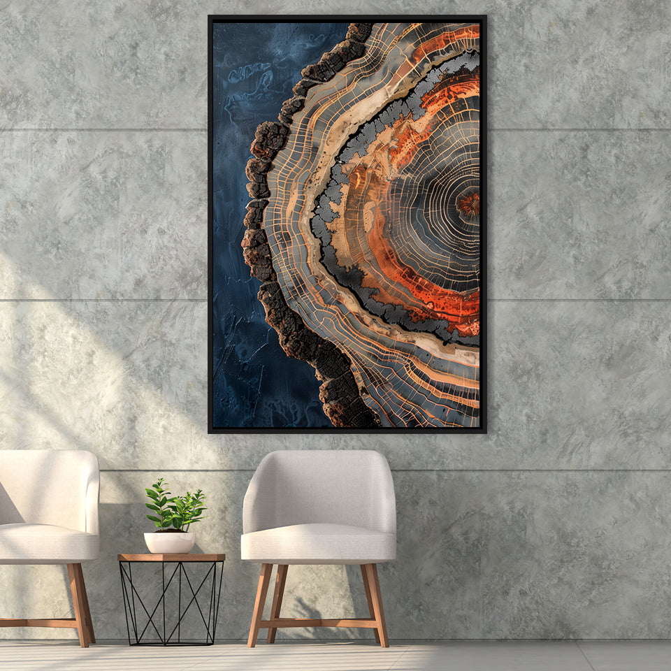 Close-Up Of An Old Half Of Weathered Tree,Framed Canvas Prints Wall Art Decor, Floating Frame
