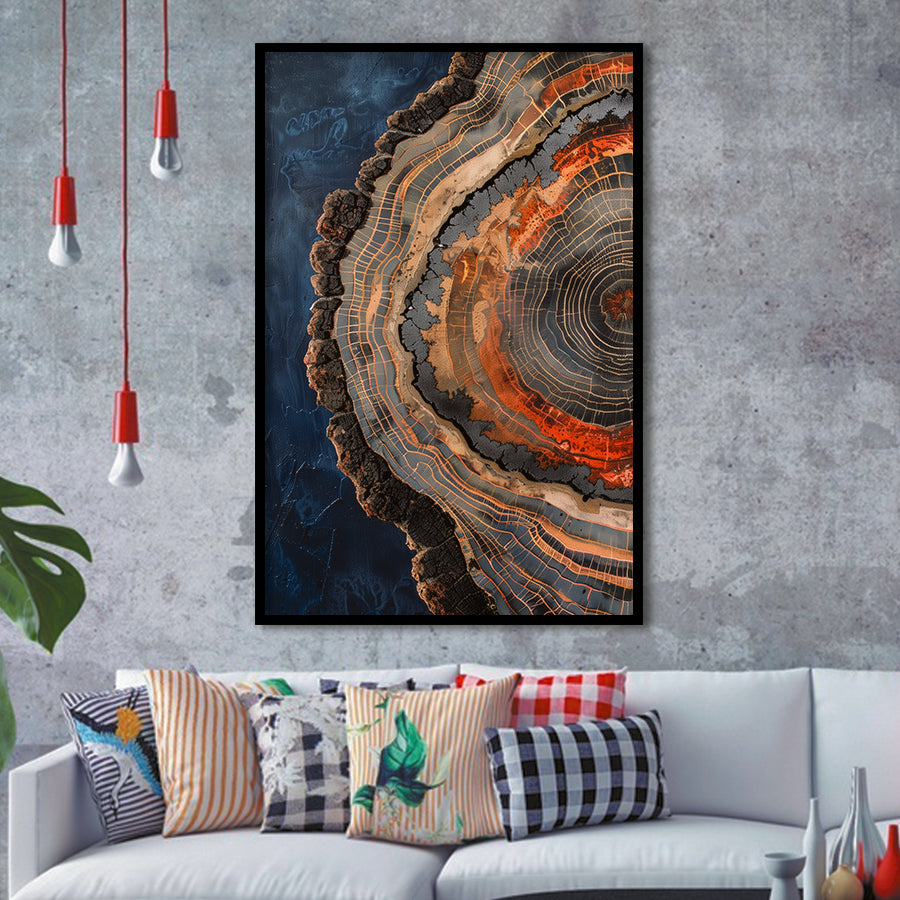 Close-Up Of An Old Half Of Weathered Tree,Framed Art Prints Wall Decor, Picture Framed