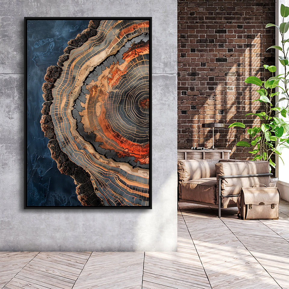 Close-Up Of An Old Half Of Weathered Tree,Framed Canvas Prints Wall Art Decor, Floating Frame