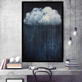 Cloud Raining Below And Storming Oil Painting,Framed Art Prints Wall Decor, Picture Framed