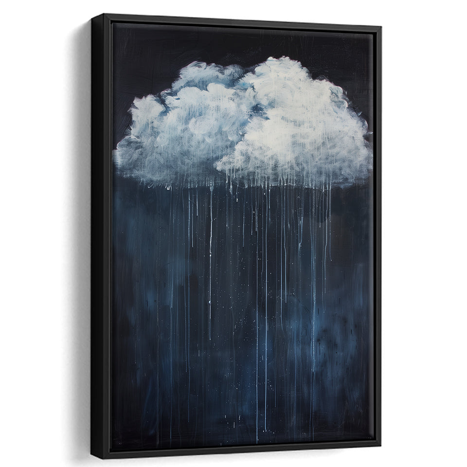 Cloud Raining Below And Storming Oil Painting,Framed Canvas Prints Wall Art Decor, Floating Frame