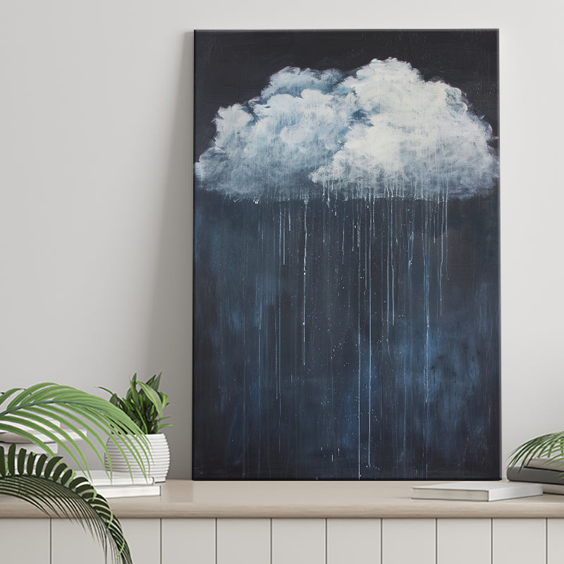 Cloud Raining Below And Storming Oil Painting, Canvas Painting, Canvas Print Wall Art Decor