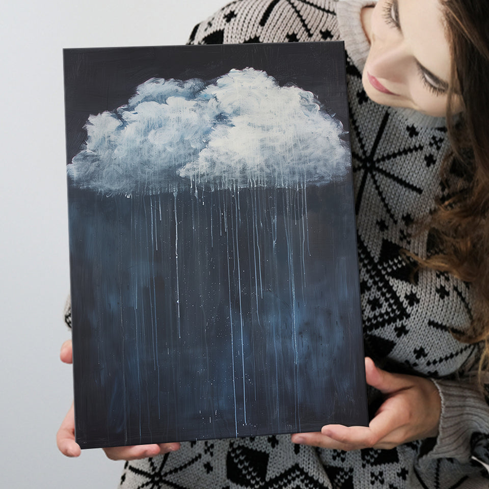 Cloud Raining Below And Storming Oil Painting, Canvas Painting, Canvas Print Wall Art Decor